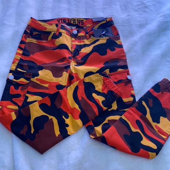 VIP Pants & Jumpsuits Nwt Orange Camo Cargo Style Pant Poshmark